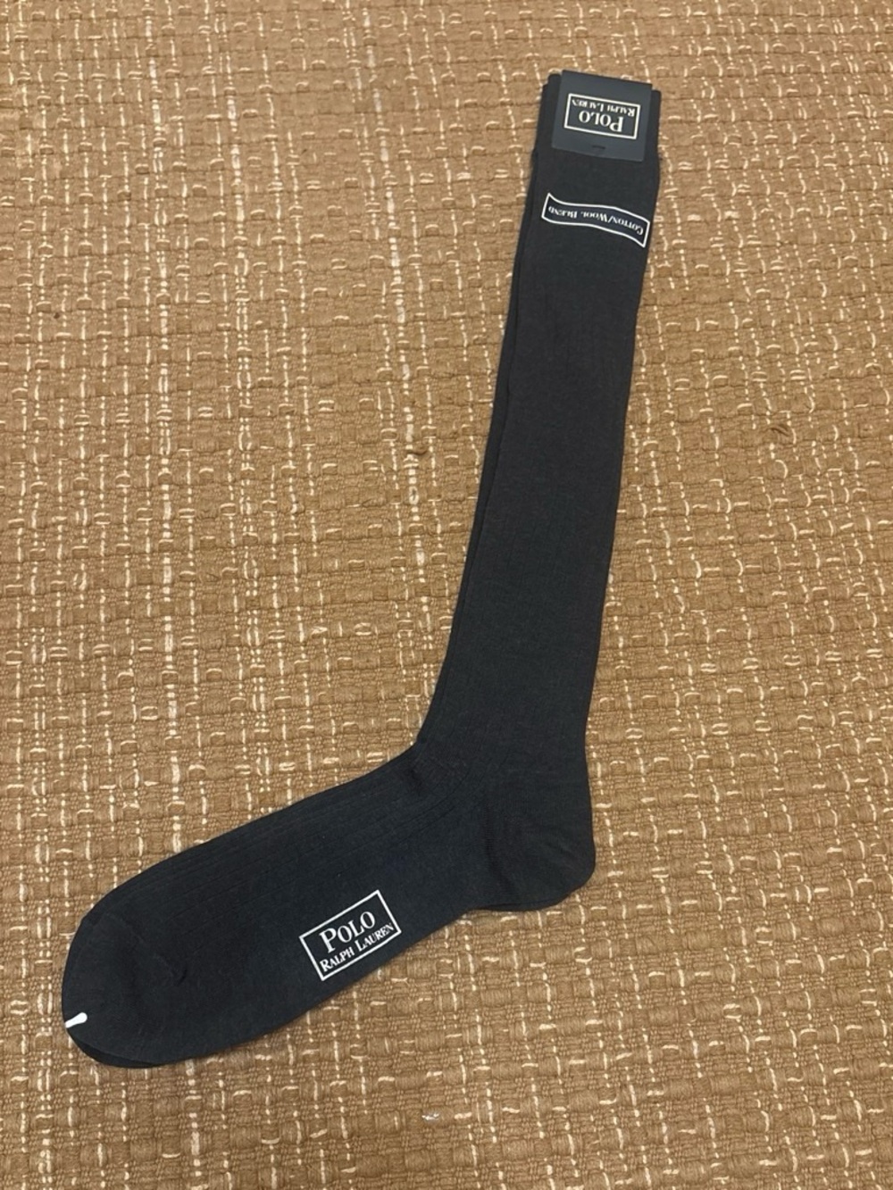 Ralph Lauren Black Knee-High Dress Sock - Polo Signature